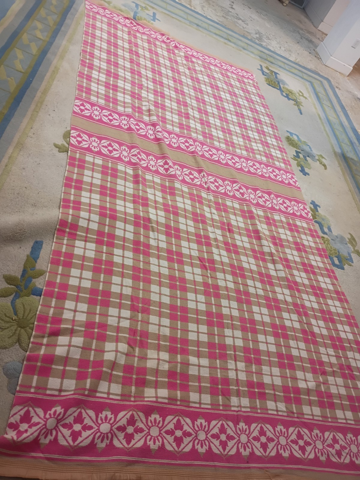 1930\'s Beacon Camp Blanket Reversible Huge Double Length Check Pattern 73\