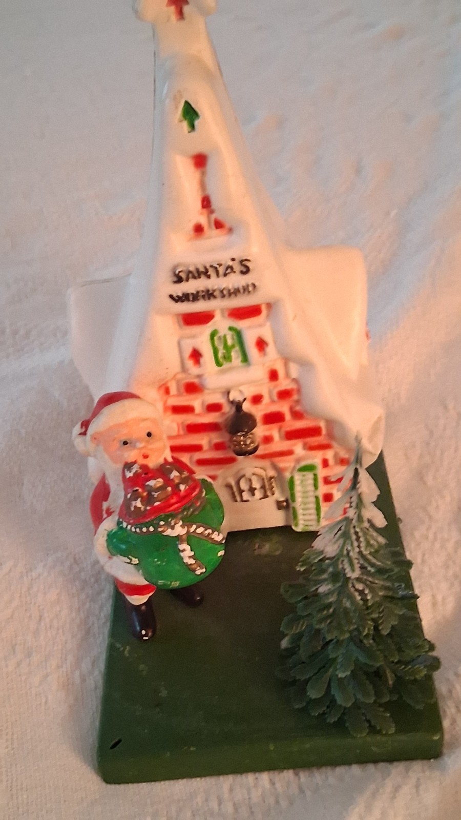 Vintage Florabelle Flowers Plastic Santa's Workshop Tabletop Blowmold Vintage Florabelle Flowers Plastic Santa's Workshop Tabletop Blowmold