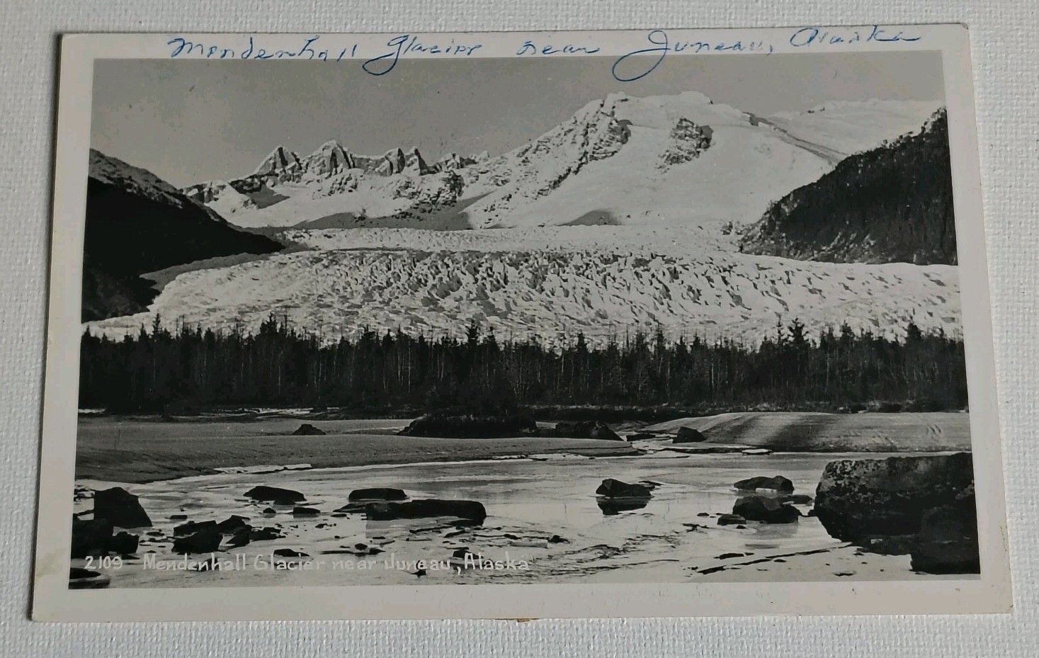 RPPC Mendenhall Glacier Juneau Alaska AK 2109 Vintage Real Photo Postcard