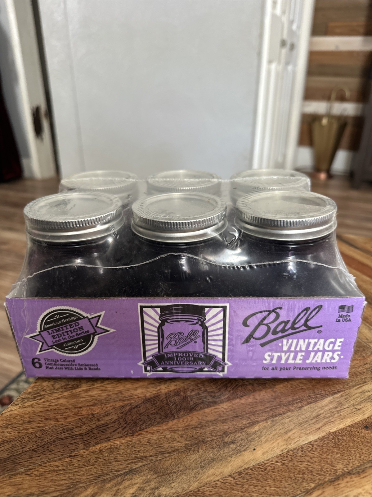 6 Ball Mason Purple Pint Jars 100th Anniversary VTG Style American Heritage 16OZ