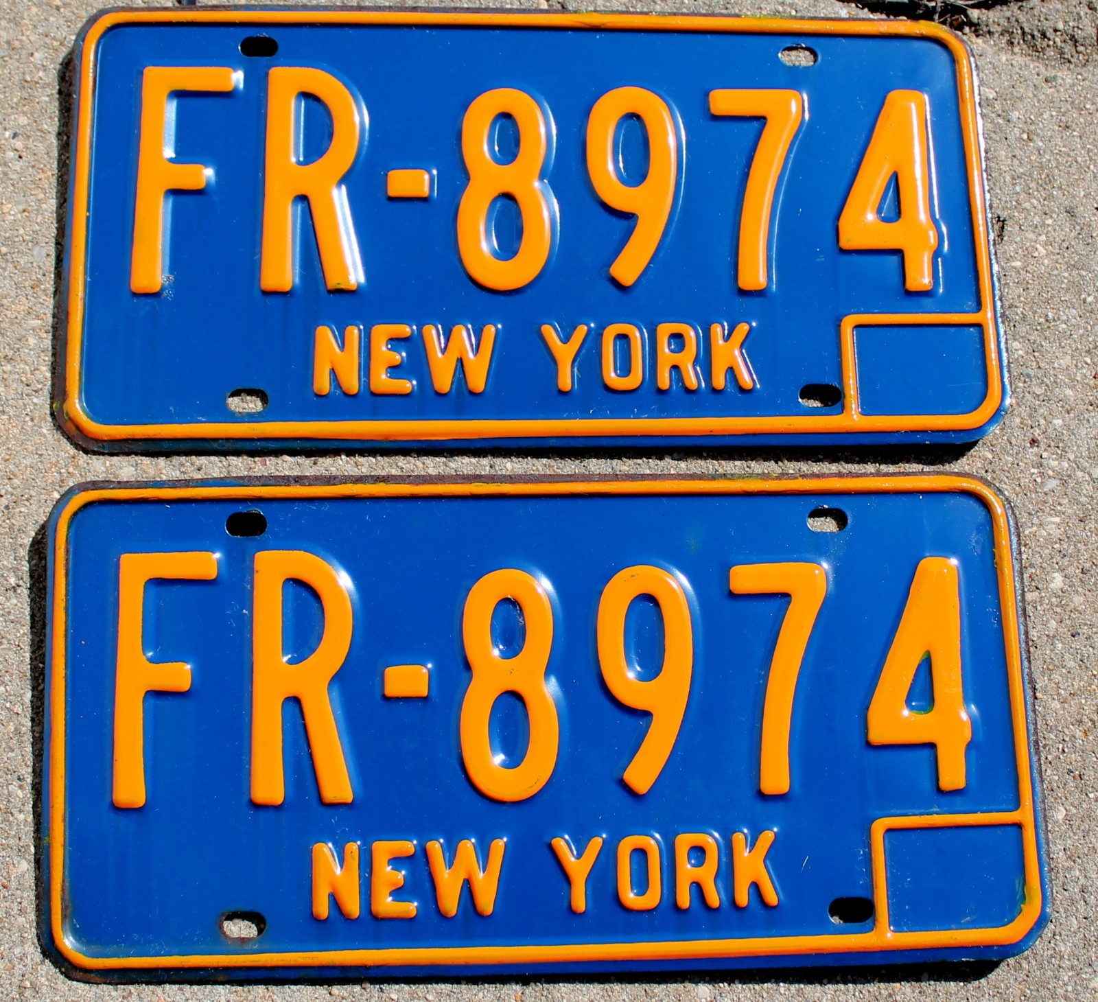 1966 - 1973 New York License Plates Original Blue / Orange Matching Set