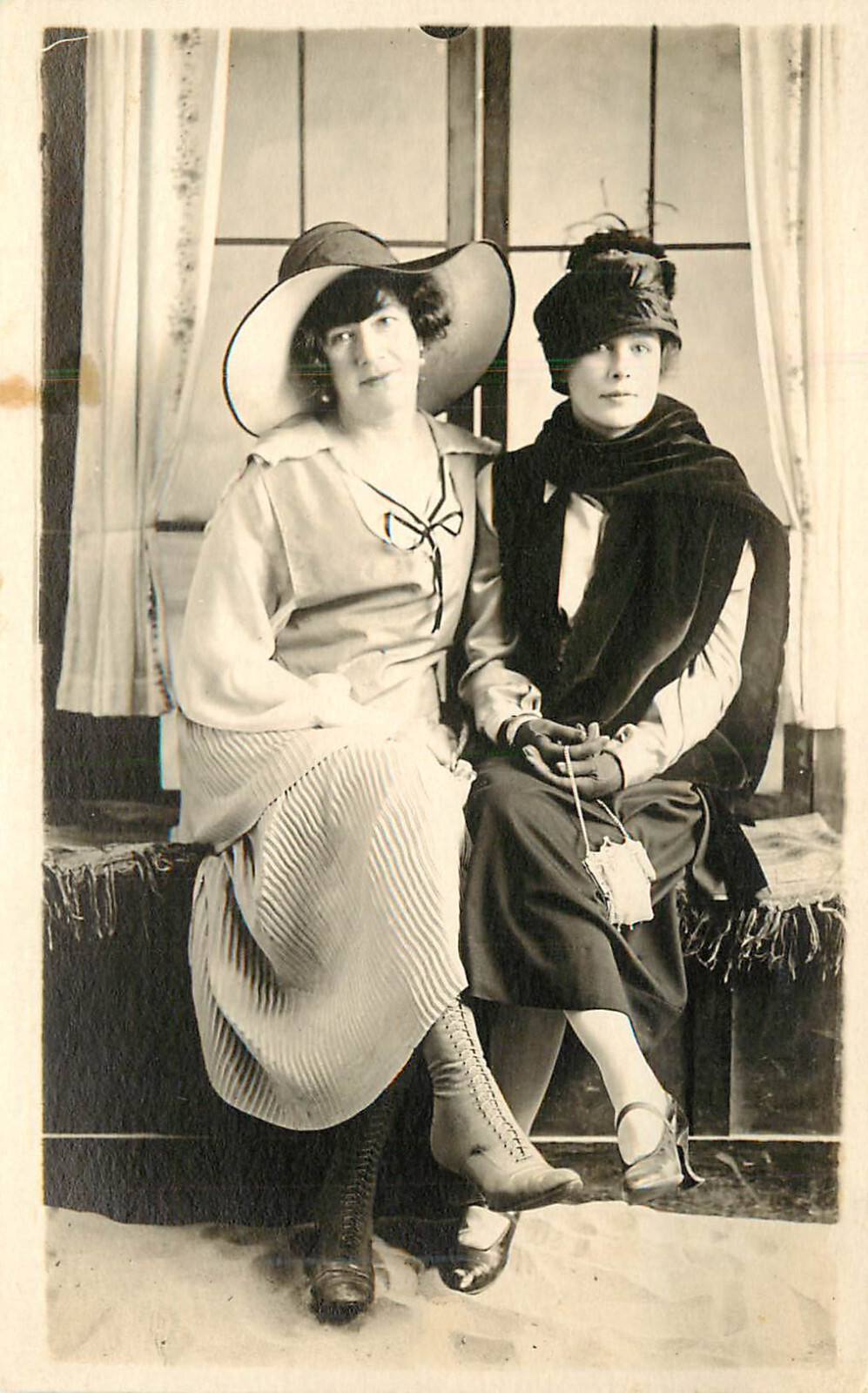 RPPC Postcard Long Beach The Pike Seaside Studio Photo JC Hayden Fashion Ladies