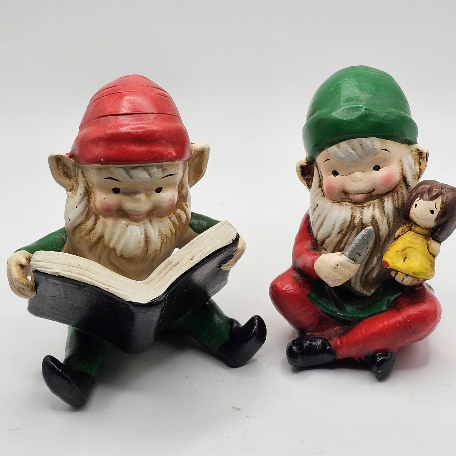 Vintage Homco Figurines Santa’s Elf Elves Christmas Toy Makers # 5206 Set of 2 