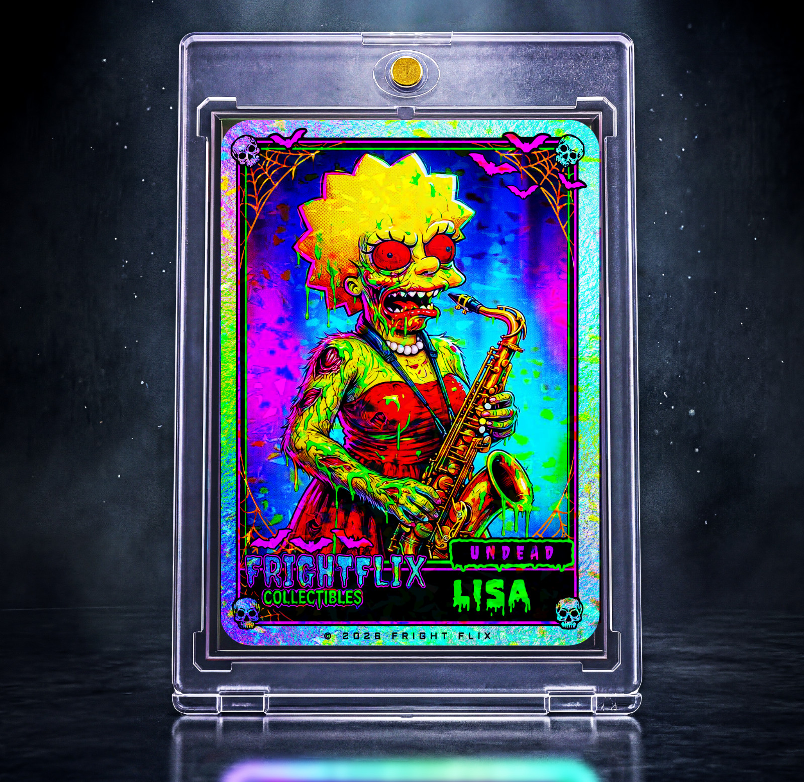 Fright Flix - Lisa Undead Holographic Trading Card Fan Made Print *MINT* Signed