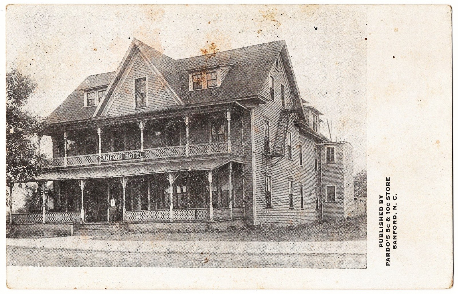 Sanford NC - Sanford Hotel antique postcard