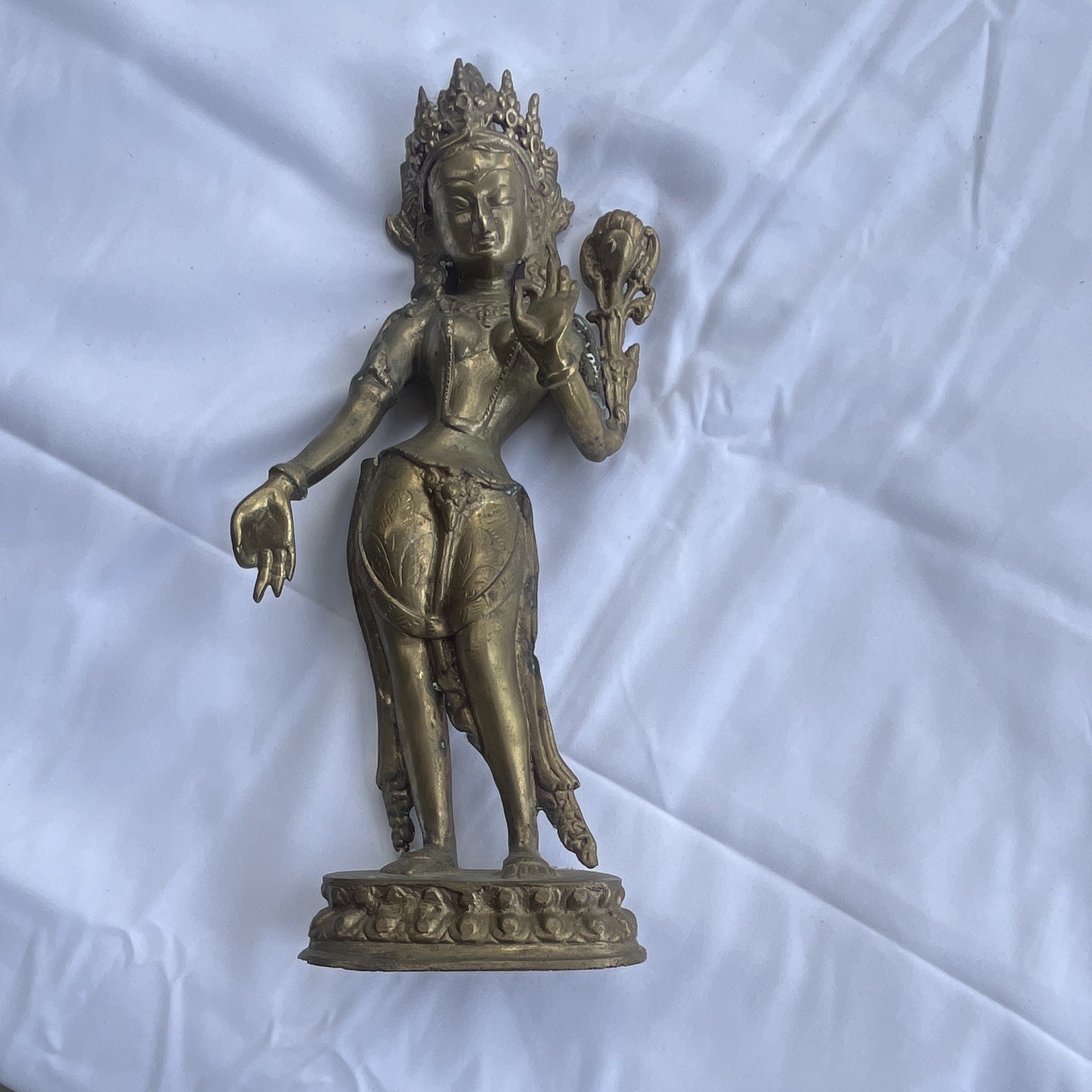 Bronze/Gold Tone Metal Hinduism Deity Statue Figurine - Standing Figure