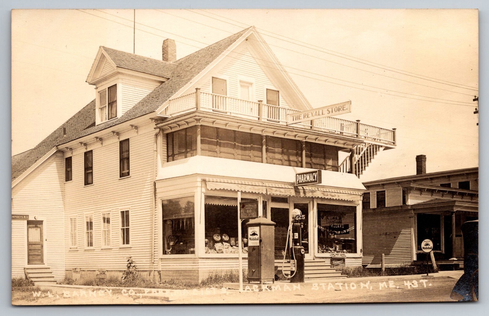 W.L. Barney Pharmacy. Rexall Store, Jackman Station ME Real Photo Postcard RPPC W.L. Barney Pharmacy. Rexall Store, Jackman Station ME Real Photo Postcard RPPC