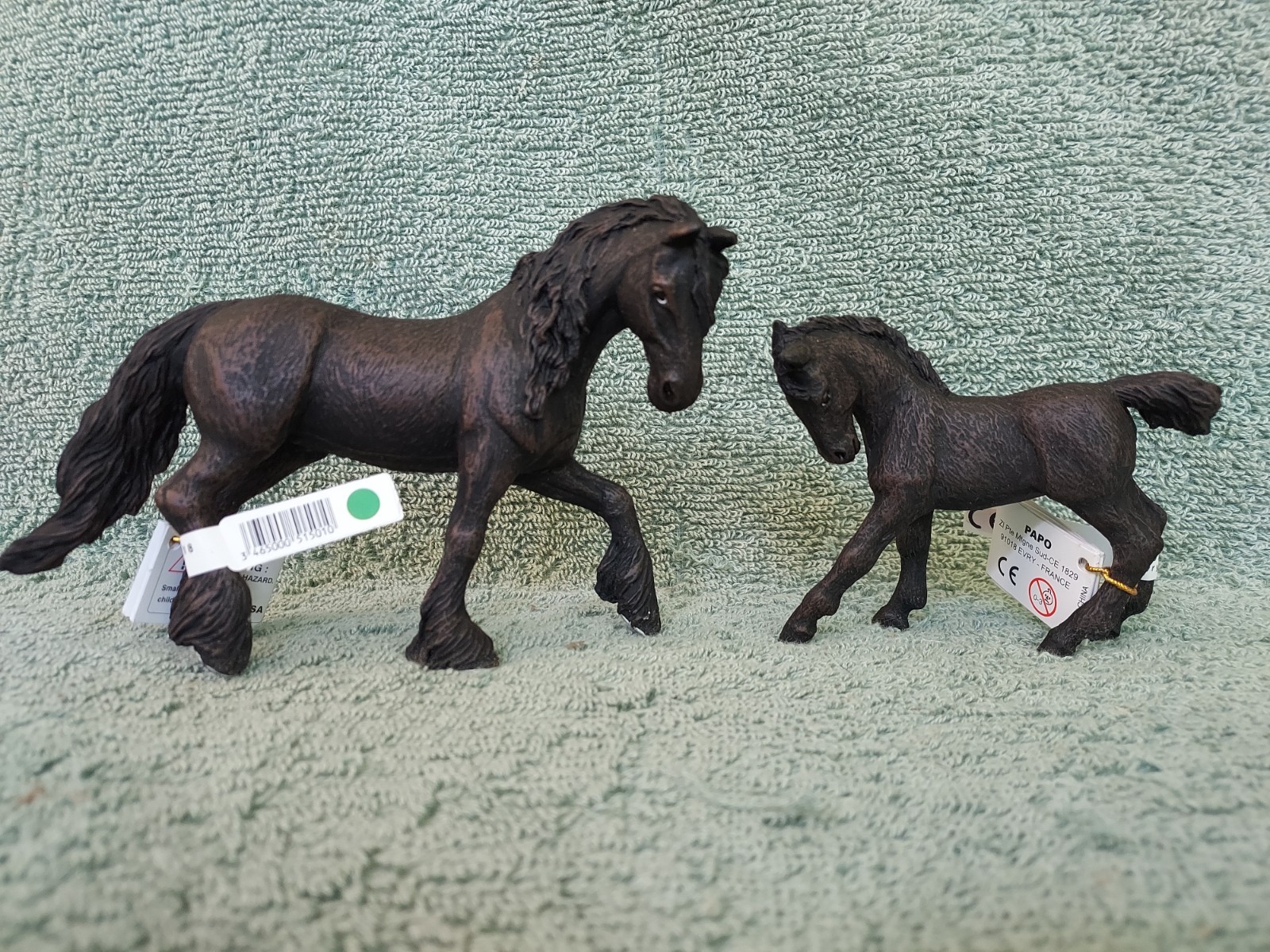 Hard To Find Retired Papo Friesian Mare & Foal #50501 & #50502 - Ships Free