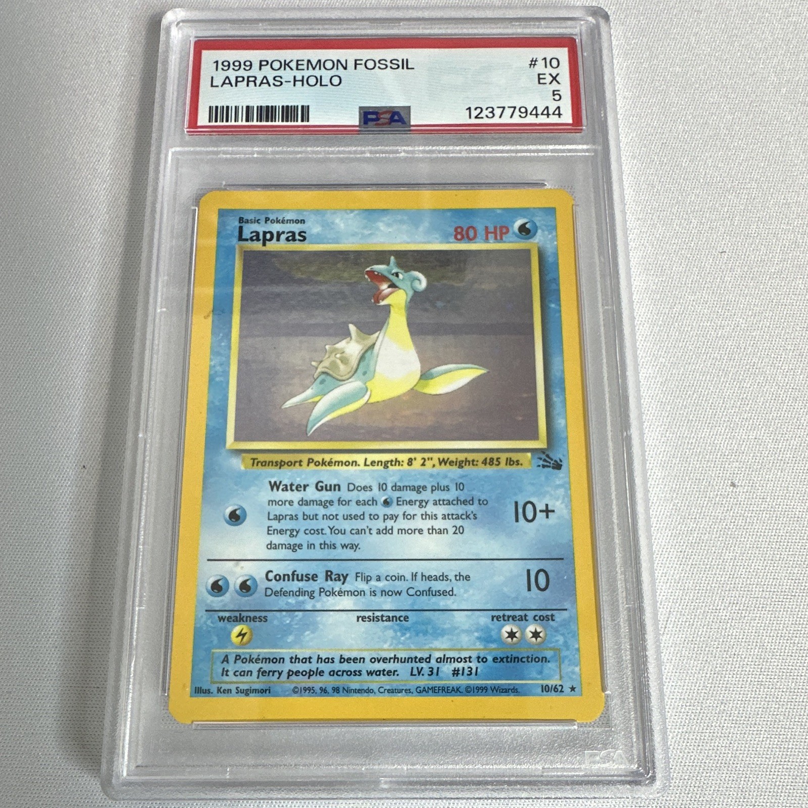 1999 Pokémon Fossil Lapras Holo 10/62 PSA 5 Wizards of the Coast