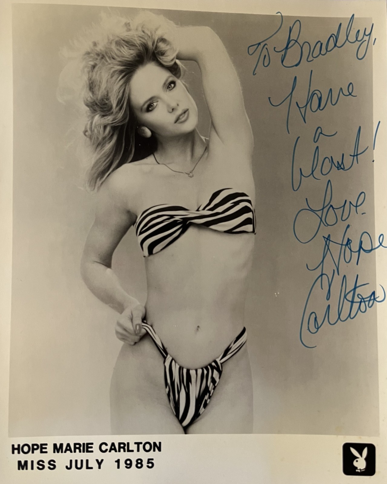 Hope Marie Carlton VINTAGE Signed Promo Photograph Playboy Playmate July 1985