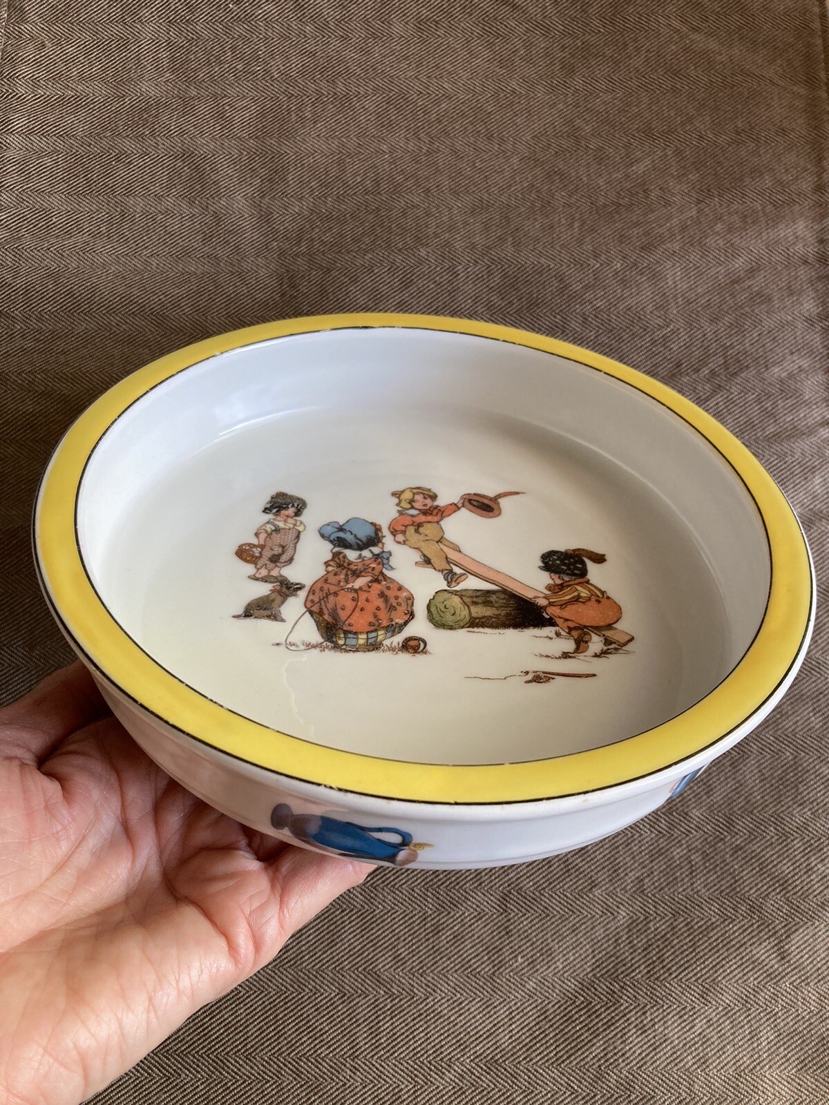 Vintage Bavarian RCW German Childs Feeding Bowl Porcelain 7.5” Retsch & Co. Rare