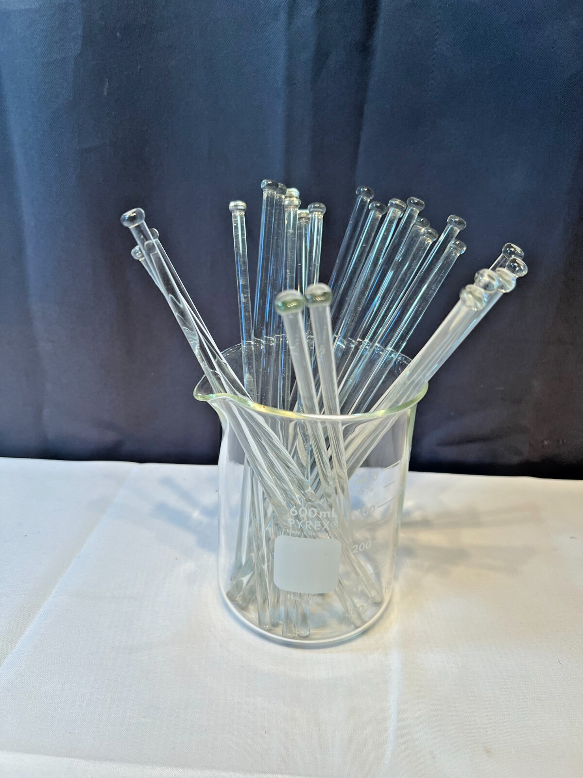 20 Borosilicate Clear Glass Cocktail Stir  Sticks Rods 8” With Ball Top NOS