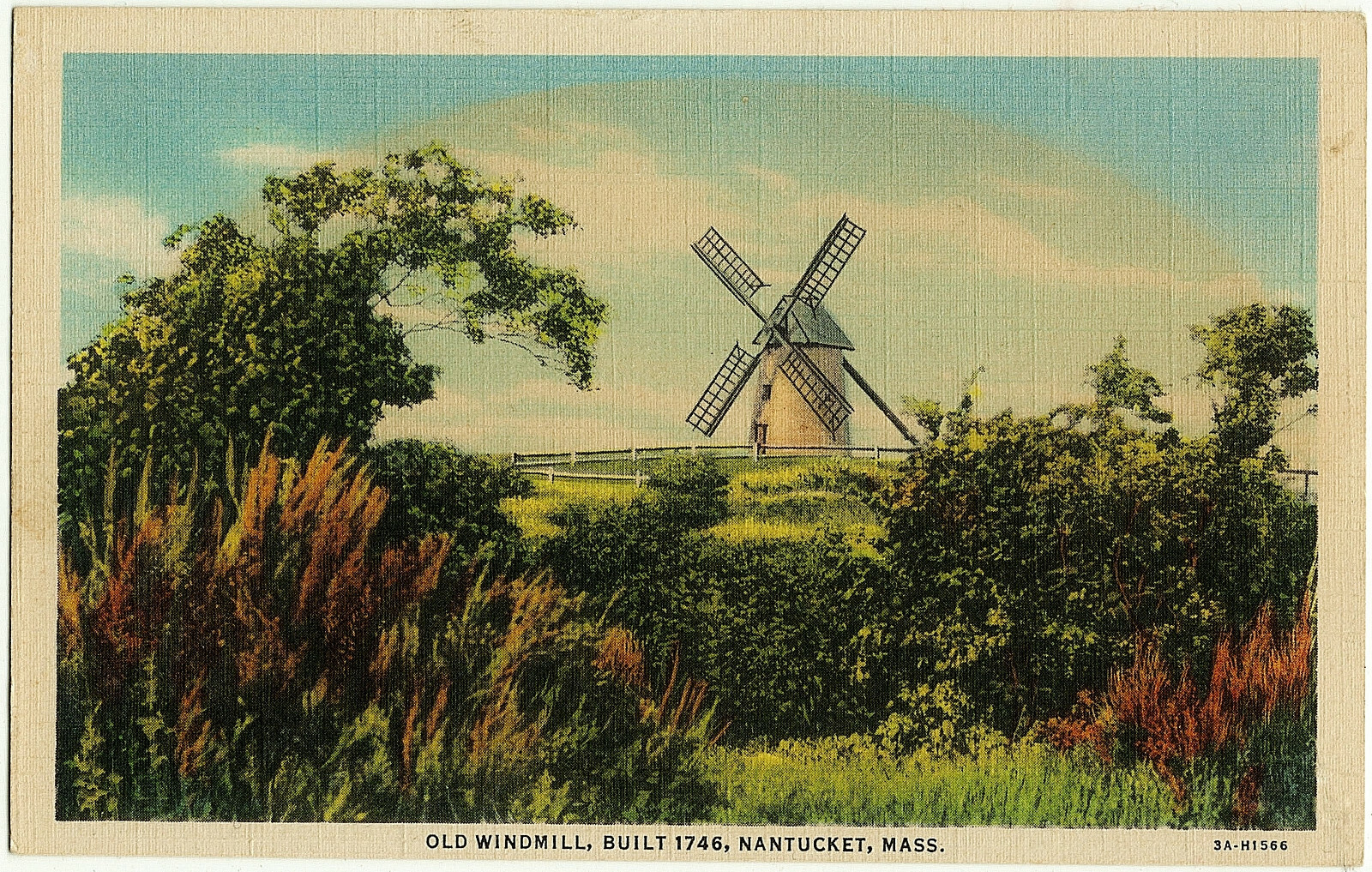 1930-1945 Nantucket Mass MA Postcard The Old Windmill Built 1746 Antique Old 1930-1945 Nantucket Mass MA Postcard The Old Windmill Built 1746 Antique Old