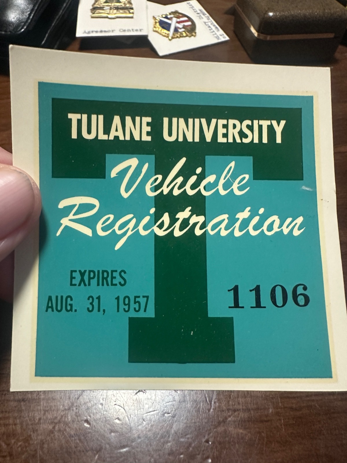 Vintage Tulane University Parking Permit Decal by Angelus