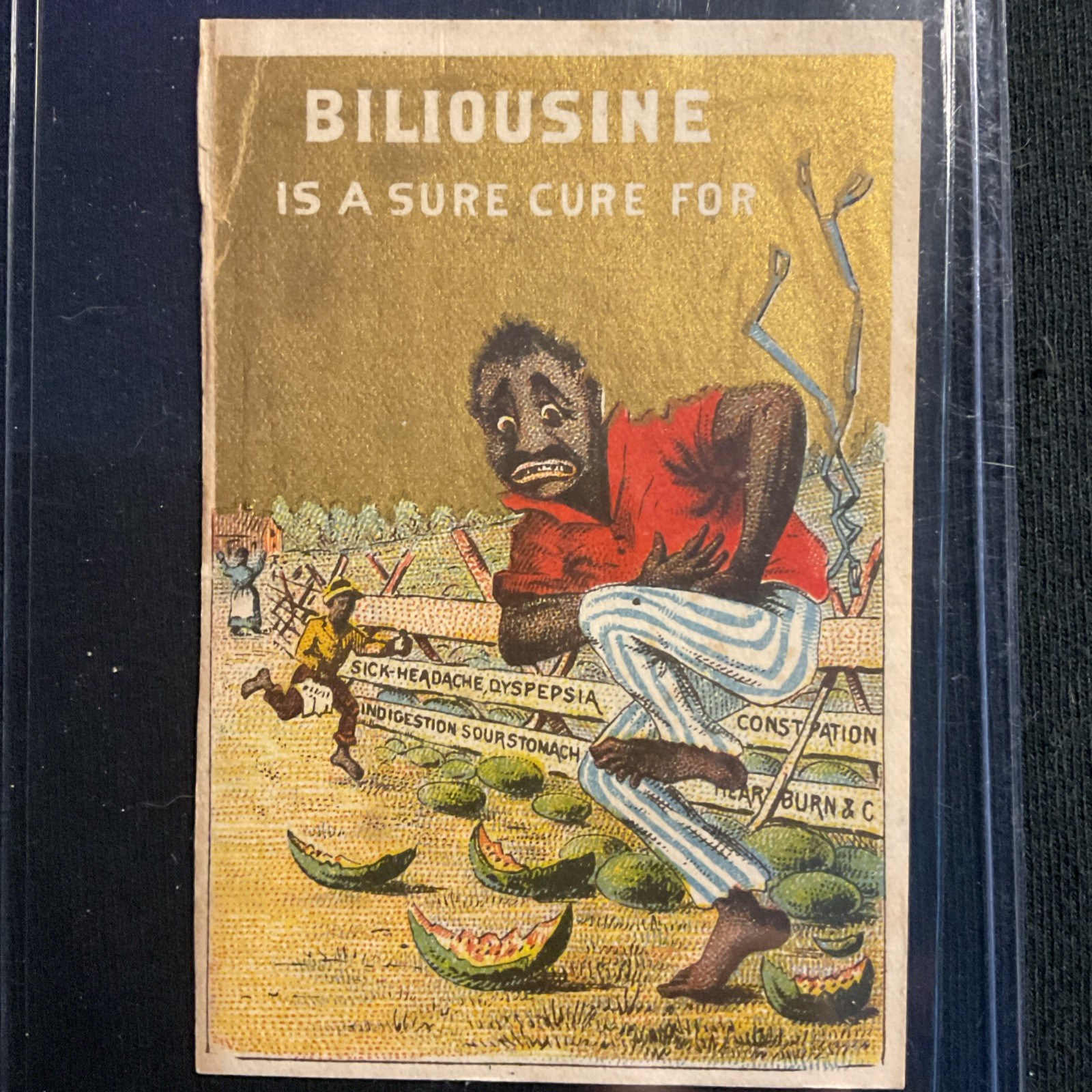 RARE Collectible Postcard Advertising Sign Biliousine A Sure Cure…. ORIGINAL VTG