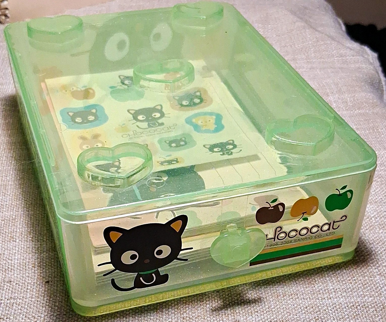Sanrio Chococat Stationery Set w/ Storage Box Plastic 2004 Note Paper Stickers