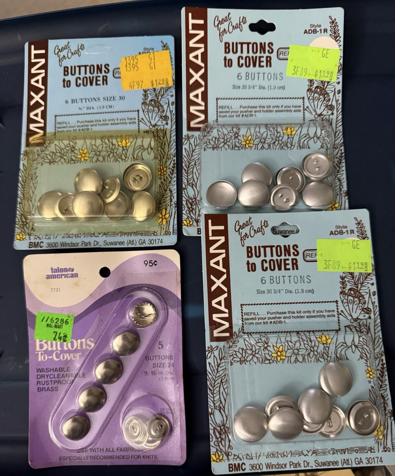 Vintage Maxant & Talon Buttons to Cover Lot - Size 30 & 24 NOS Sewing Crafts