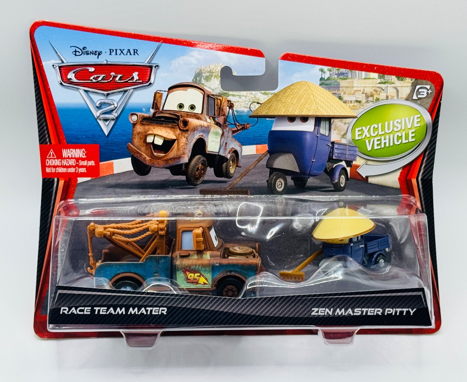 AUTHENTIC Cars: 2010 Race Team Mater & Zen Master Pitty (2-Pack) Cars 2 +baggie