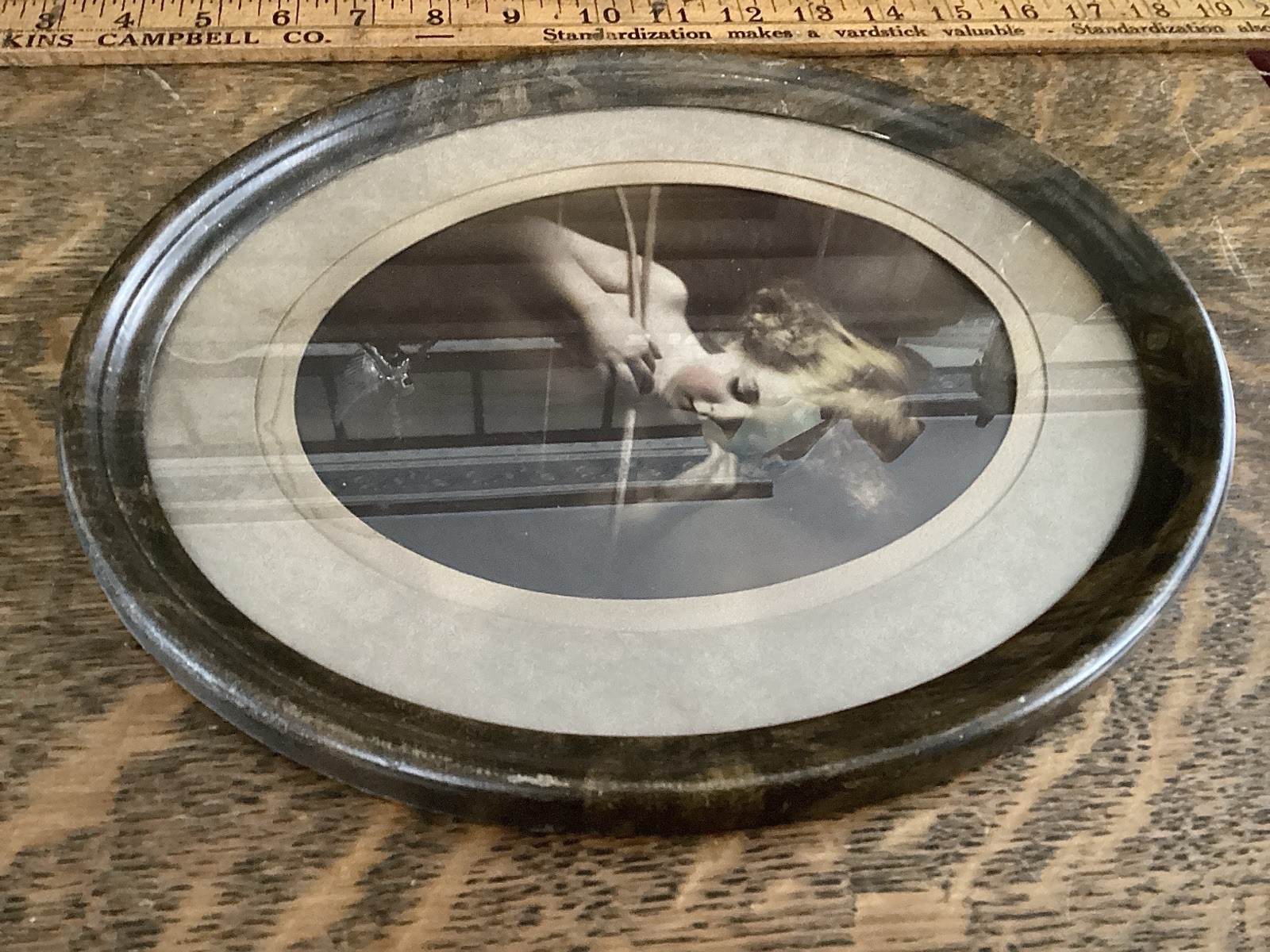 Antique Framed Cherub Child Portrait Oval Print Early 1900s Religious Art Antique Framed Cherub Child Portrait Oval Print Early 1900s Religious Art