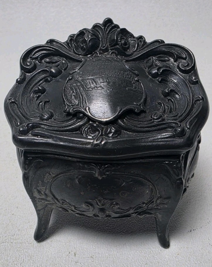 Antique Jennings Brothers Jewelry Casket Art Nouveau Trinket Niagra Fall JB 1298 Antique Jennings Brothers Jewelry Casket Art Nouveau Trinket Niagra Fall JB 1298