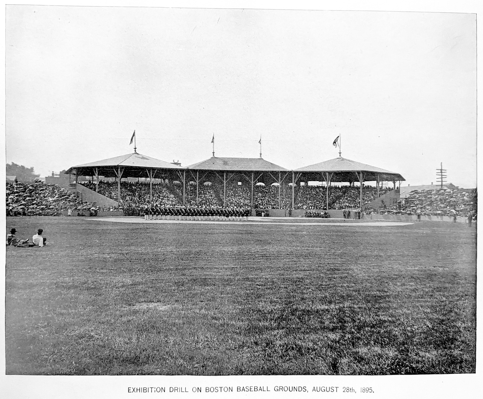 South End Grounds Boston 1895 Vintage Baseball Exhibition Drill Photo Reprint Wa