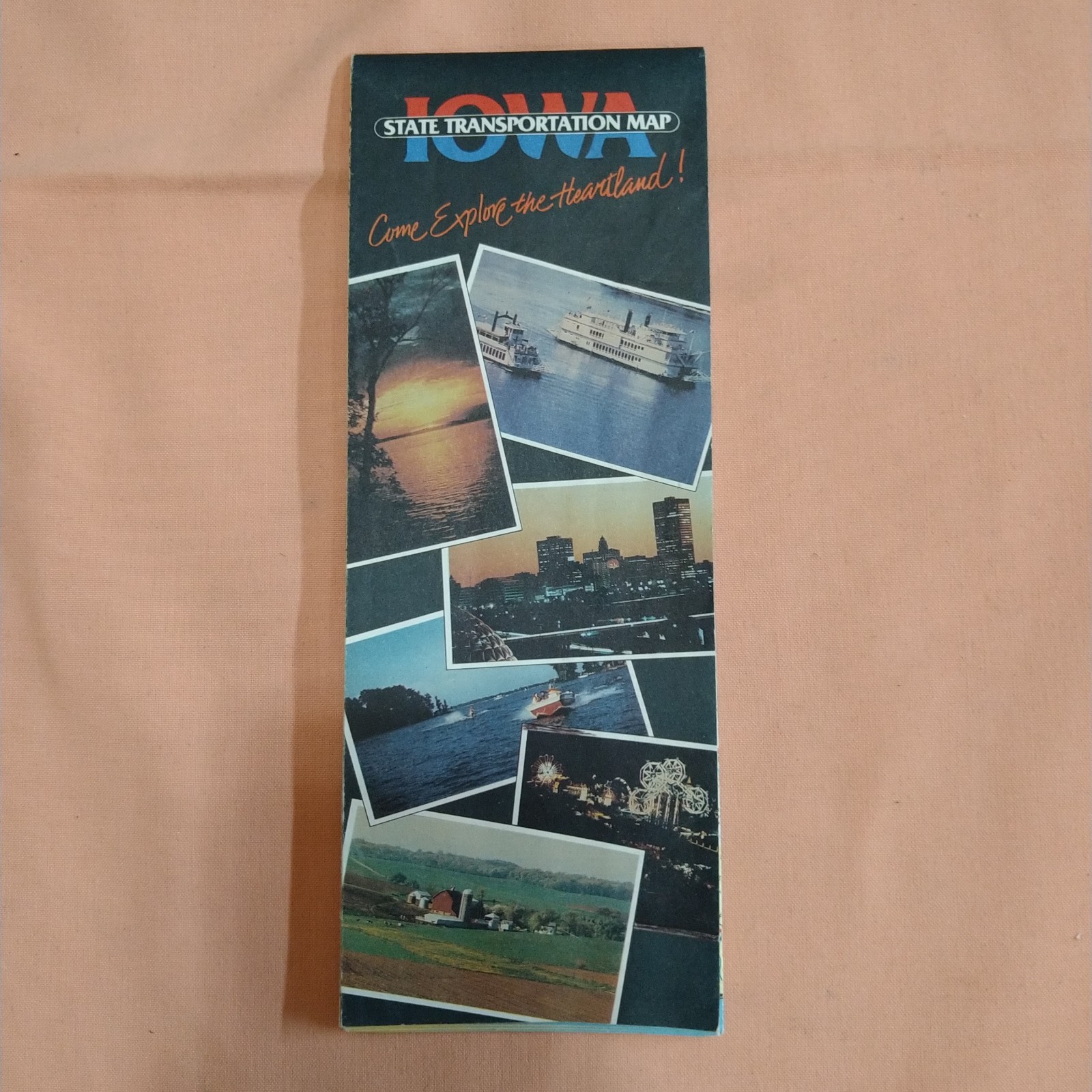 Iowa State Transportation Map Department DOT Vintage Travel Map Fold Out 1980\'s