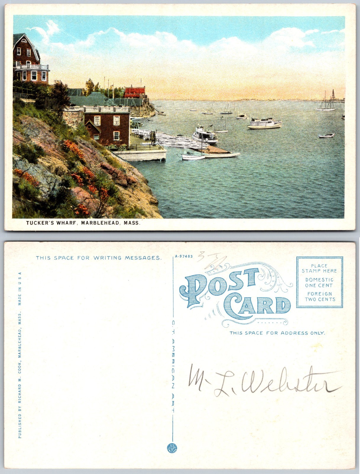 Tuckers Wharf Marblehead MA Postcard