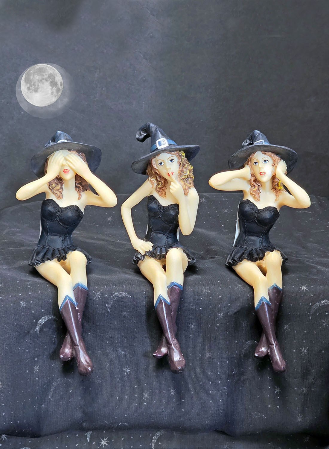 SEE HEAR SPEAK NO EVIL WITCH Shelf Sitter Figurines