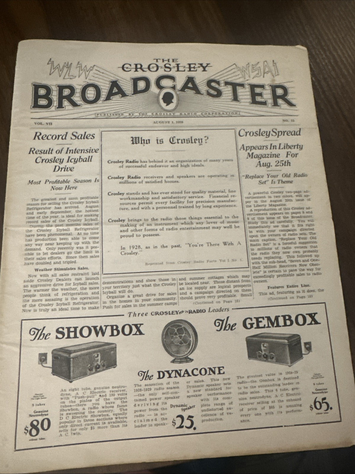 1928 August 1 The Crosley Broadcaster 16-page Radio Newsletter Paper Ephemera