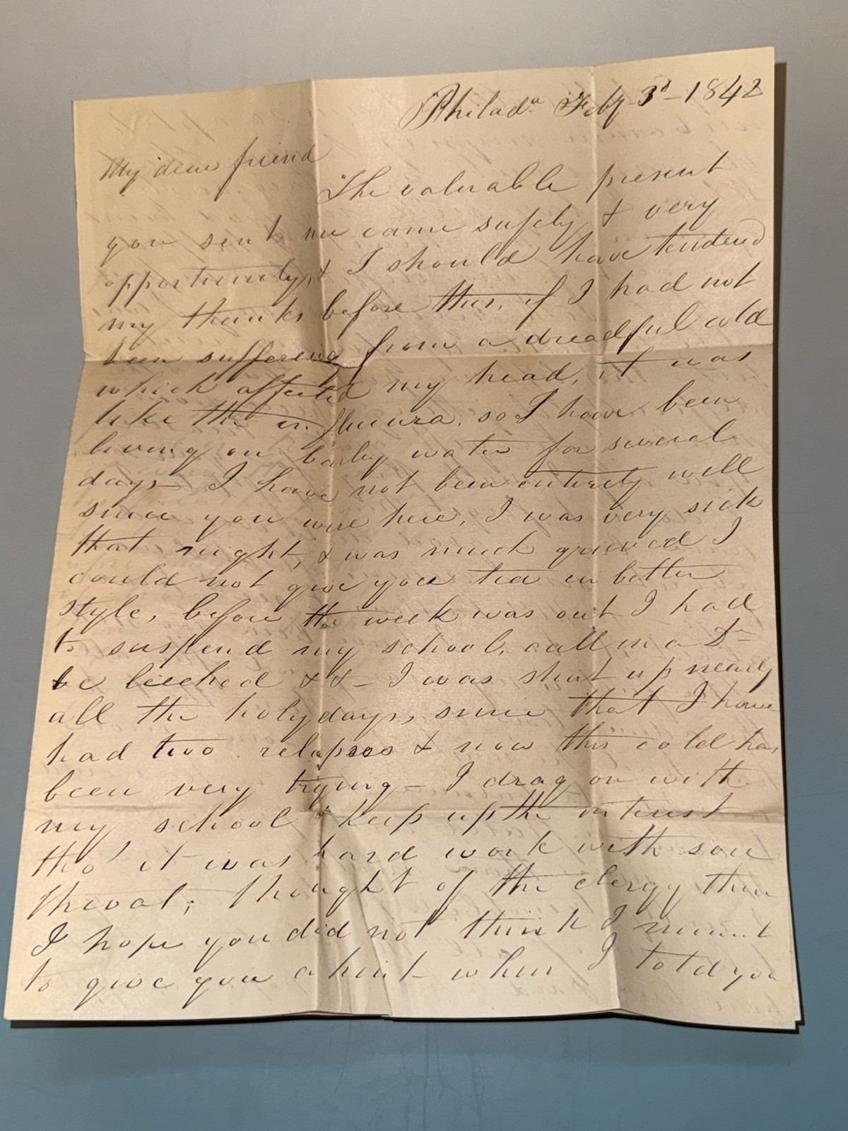 1842 Manuscript Letter: Philadelphia to NY - Temperance & Religion