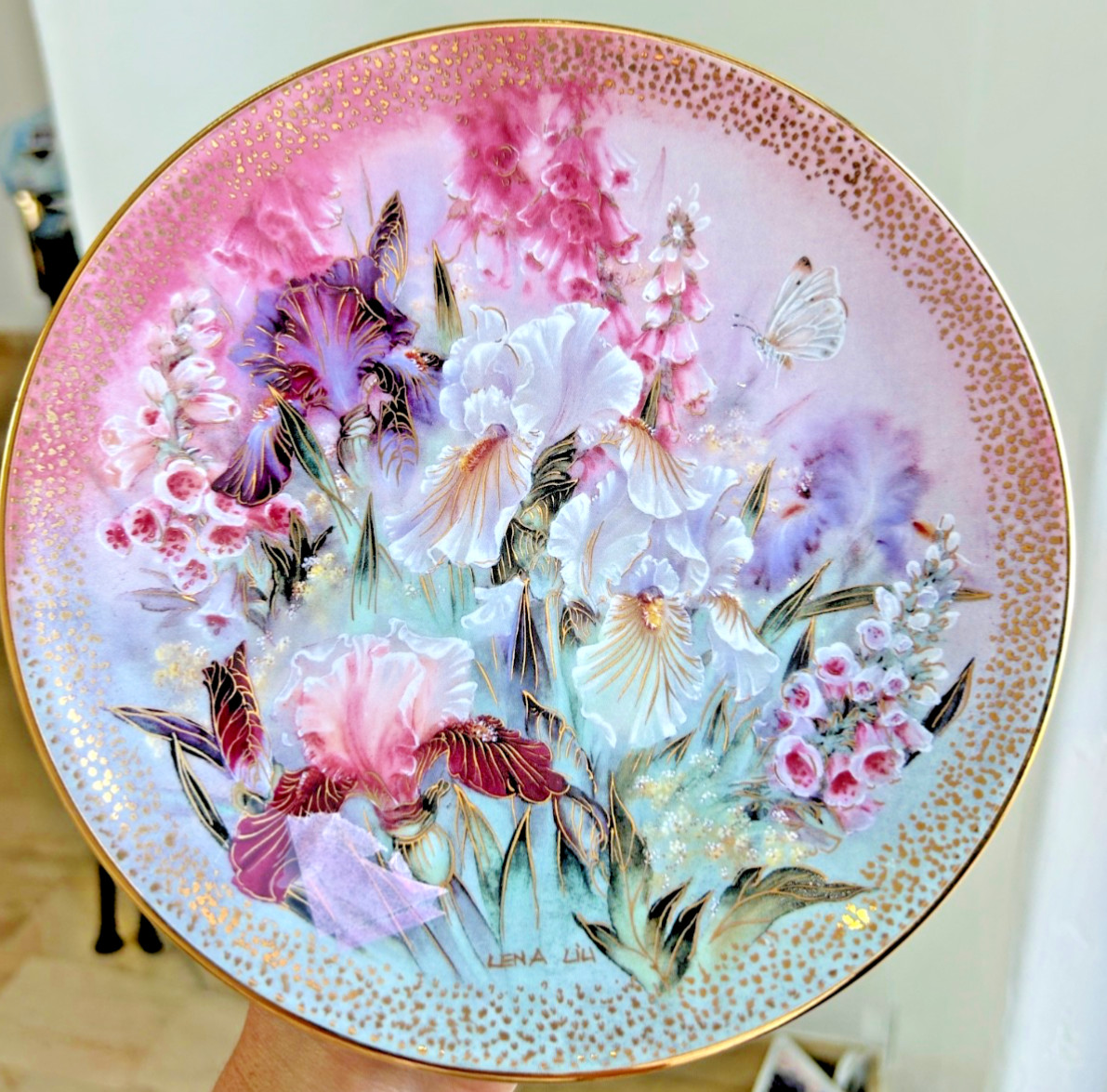 Vintage 1991 Lena Liu Iris Quartet Collector Plate Symphony of Shimmering Beauty Vintage 1991 Lena Liu Iris Quartet Collector Plate Symphony of Shimmering Beauty