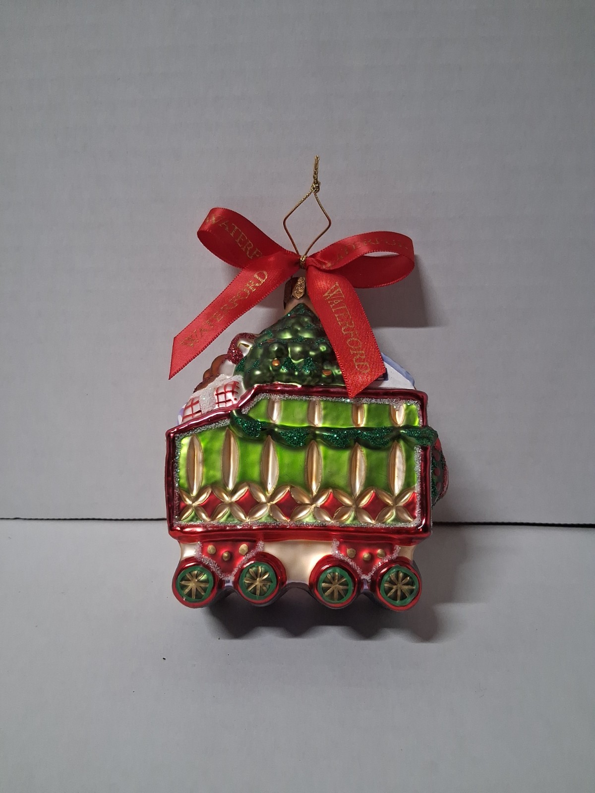 Waterford Holiday Heirlooms Glass Ornament Lismore Christmas Train Wreath Car