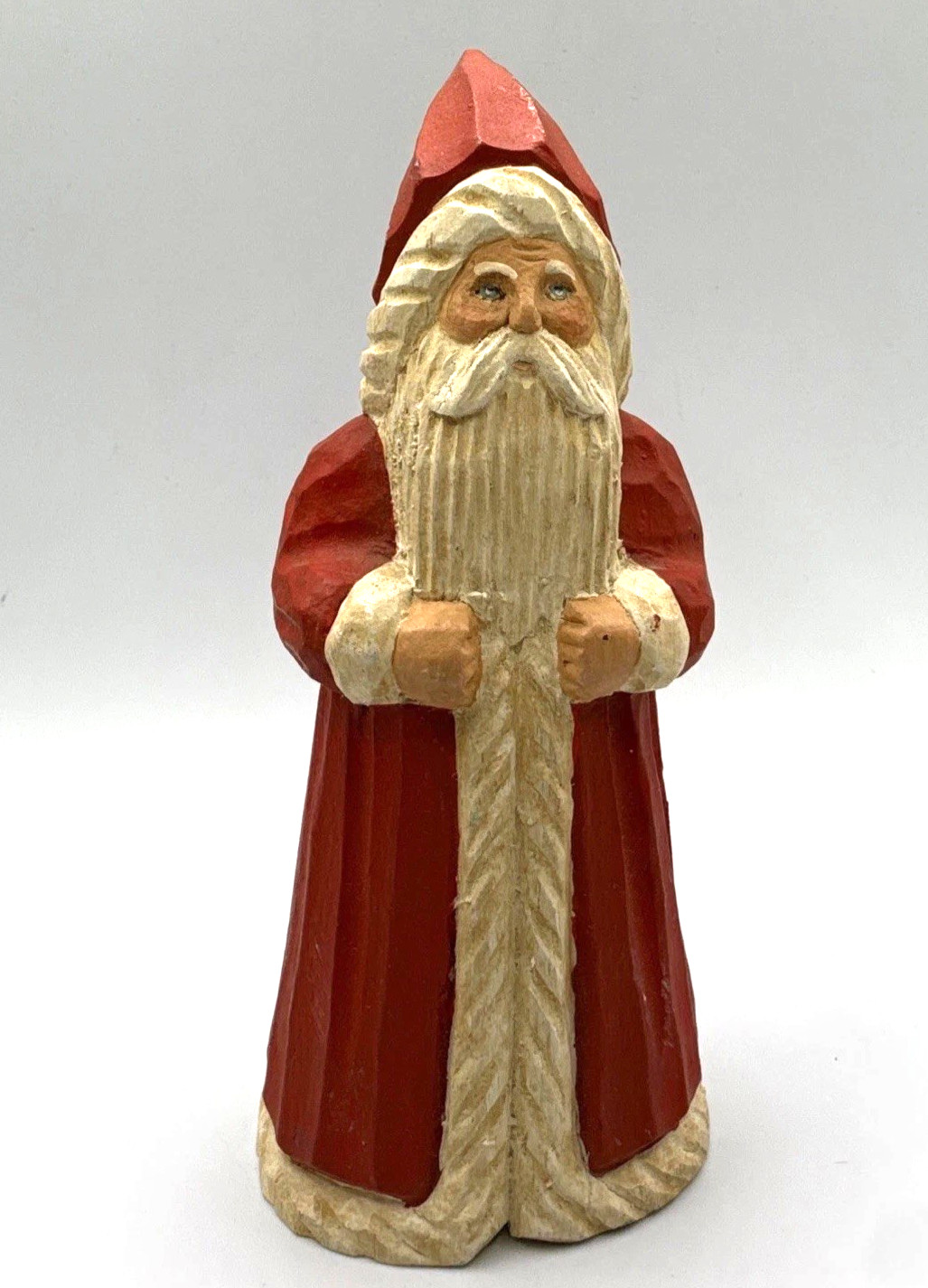 Vtg James Haddon Carved Hand Painted Signed Wood Santa Claus Folk Art Figurine Vtg James Haddon Carved Hand Painted Signed Wood Santa Claus Folk Art Figurine