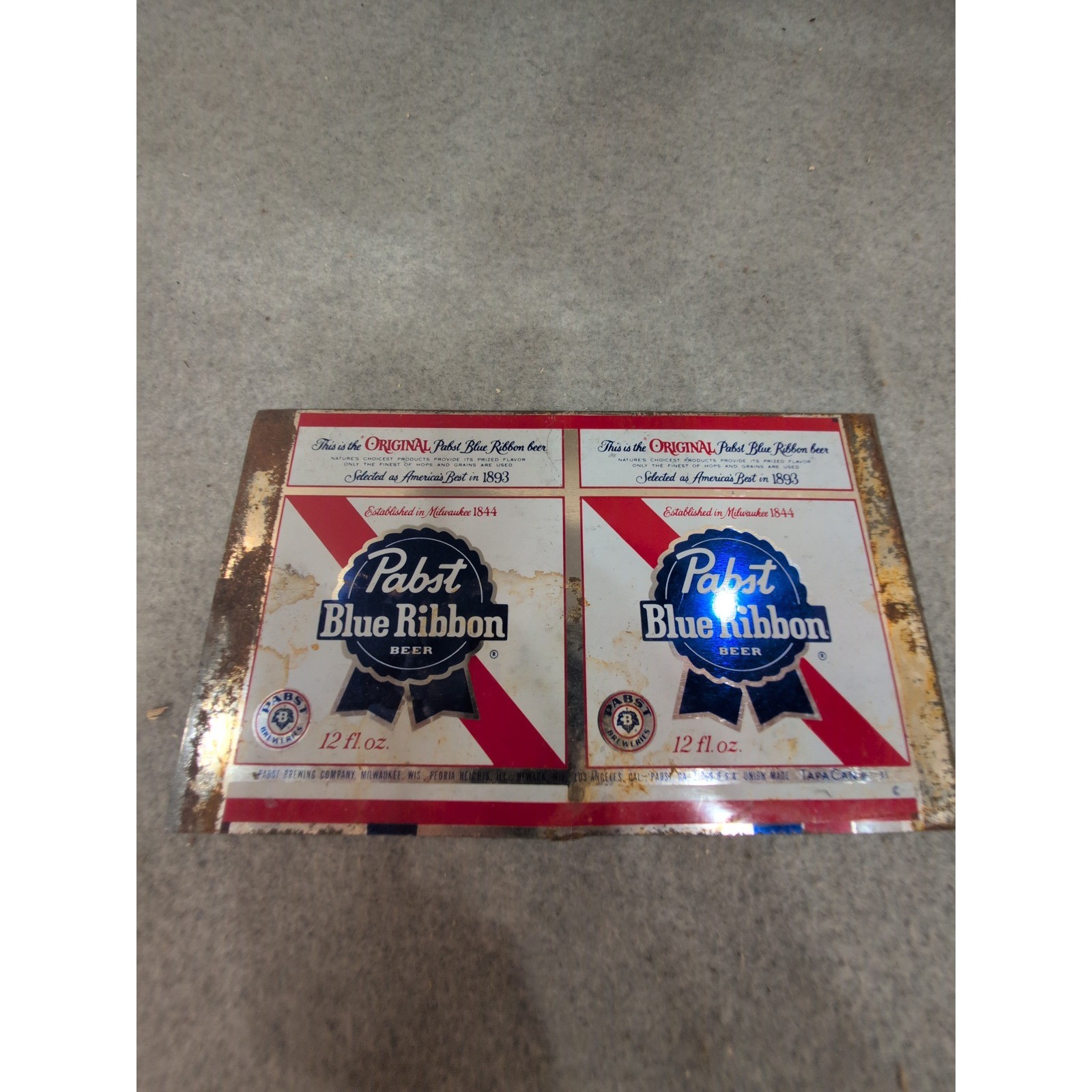 Vintage Pabst Blue Ribbon PBR Uncut Metal Beer Can Label Sheet Milwaukee WI