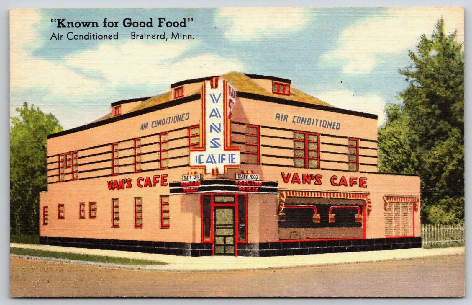 Vintage Postcard - Van\'s Cafe - Hwy 371 & 210 - Brainerd Minnesota - MN