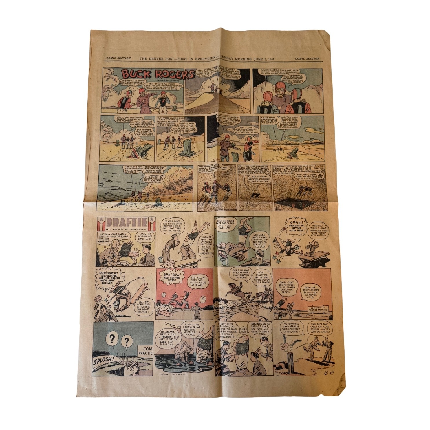 Buck Rogers & Draftie Comic Page The Denver Post Newspaper June 1 1941 Vintage