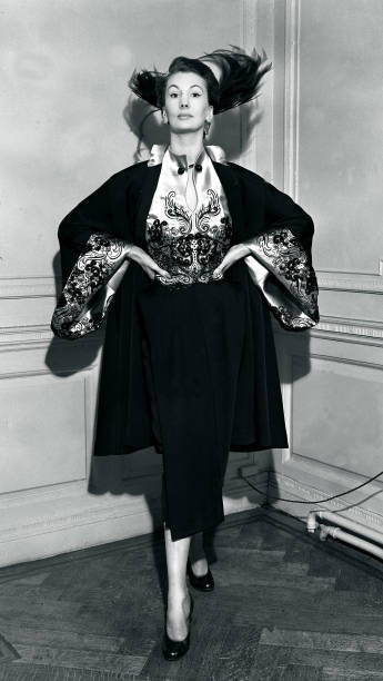 Model Barbara Goalen wearing an Ian Meredith two piece 1951 Historic Old Photo