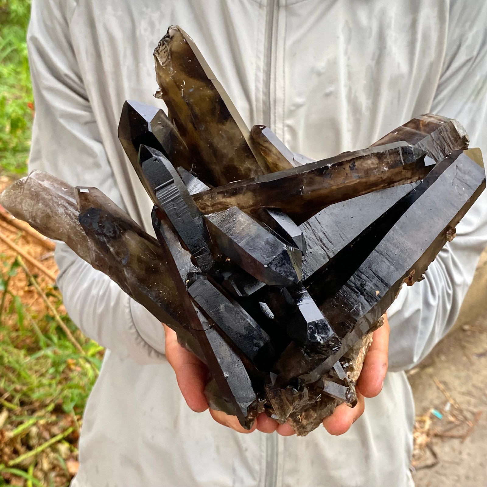 5.33LB Natural Smoky Black Quartz Cluster Crystal raw Specimen Healing