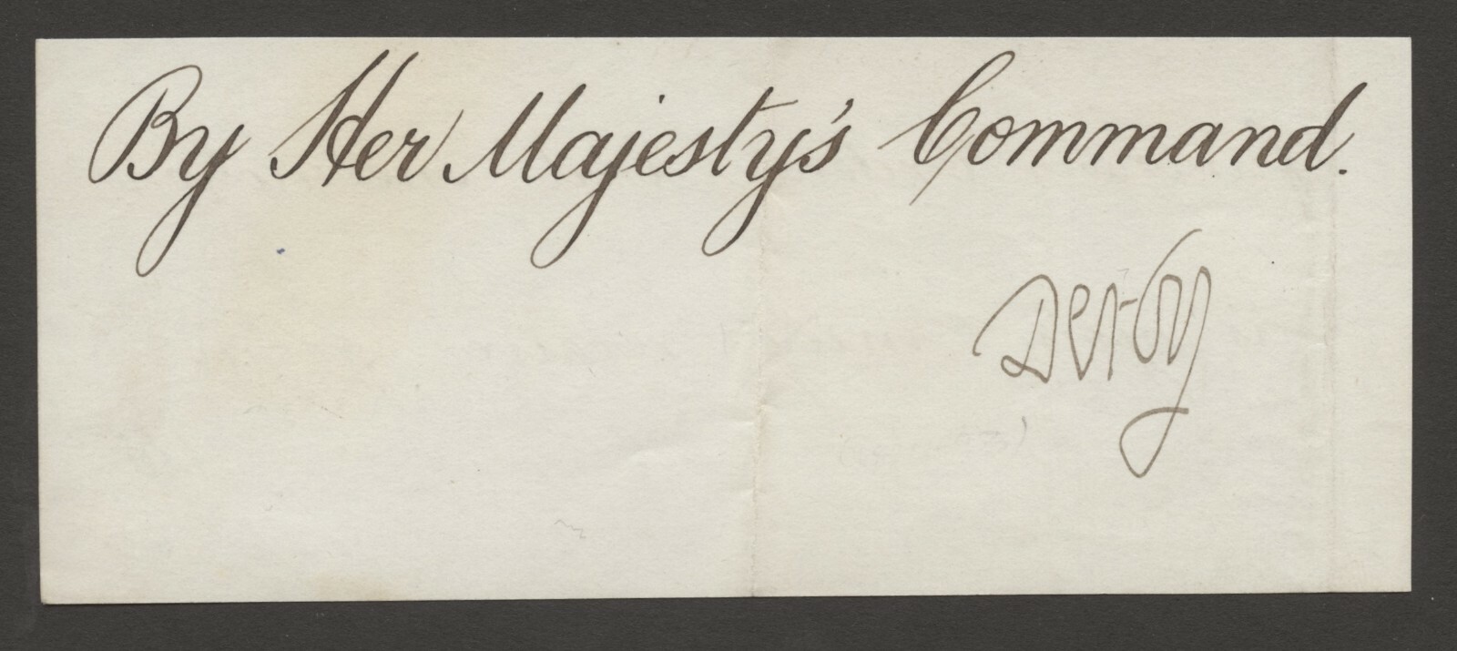 Edward Stanley d1893 signed 2.5x5.5 cut Lord Stanley Secretary of State AB1084