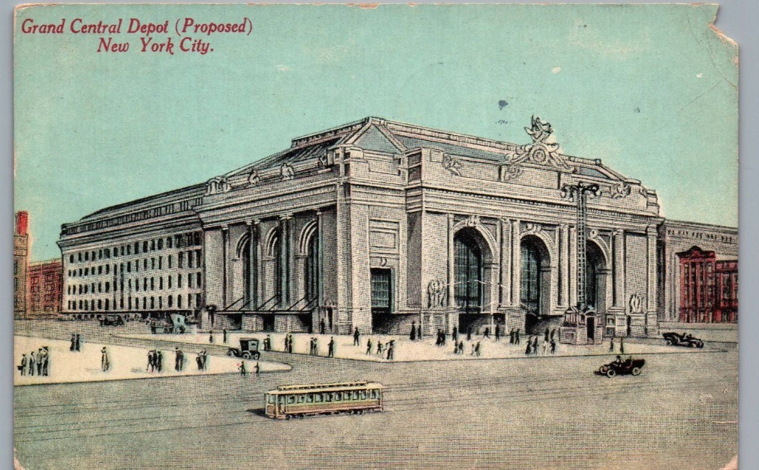 Vintage 1912 Grand Central Depot Proposed Design New York City Postcard
