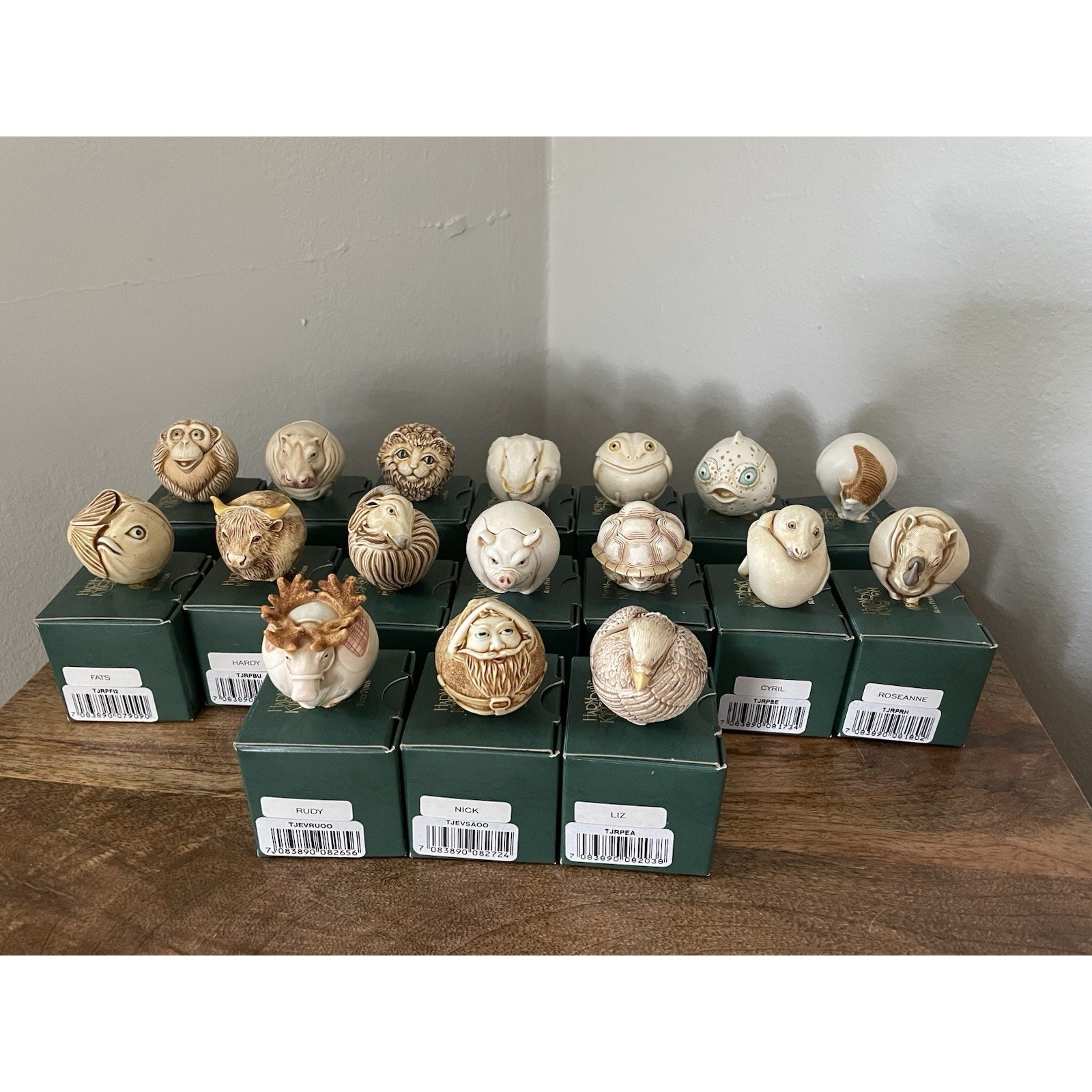 Lot of 17 Harmony Kingdom Roly Poly Collection Figurines Animals W/ Boxes
