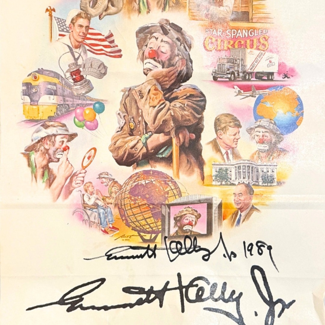 Vintage Emmett Kelly Jr Autographed Gift Bag Flambro 1989 Vintage Circus 12x16