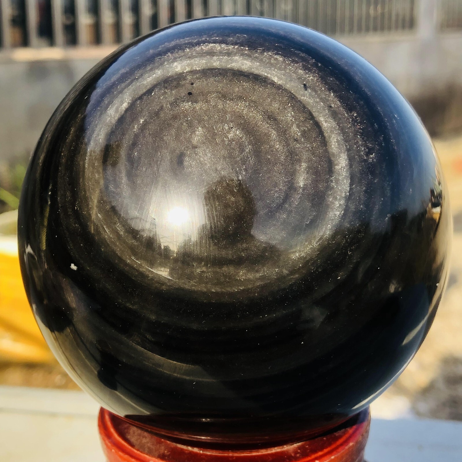 1114g Natural Silver Obsidian Quartz Crystal Gem Ball Witch Mineral Meditation
