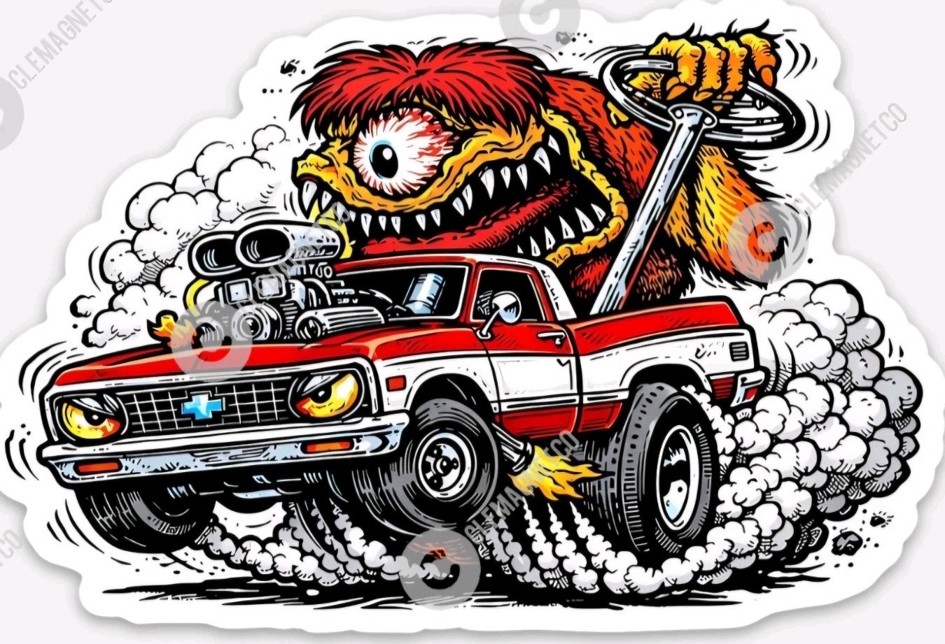 Classic Chevy Truck MAGNET - Ratfink Style Chevrolet Hot Rod Rat Fink Car Show