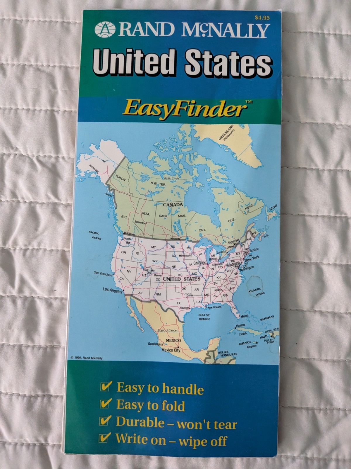 Vtg 1995 Rand McNally United States Easyfinder Map 18\