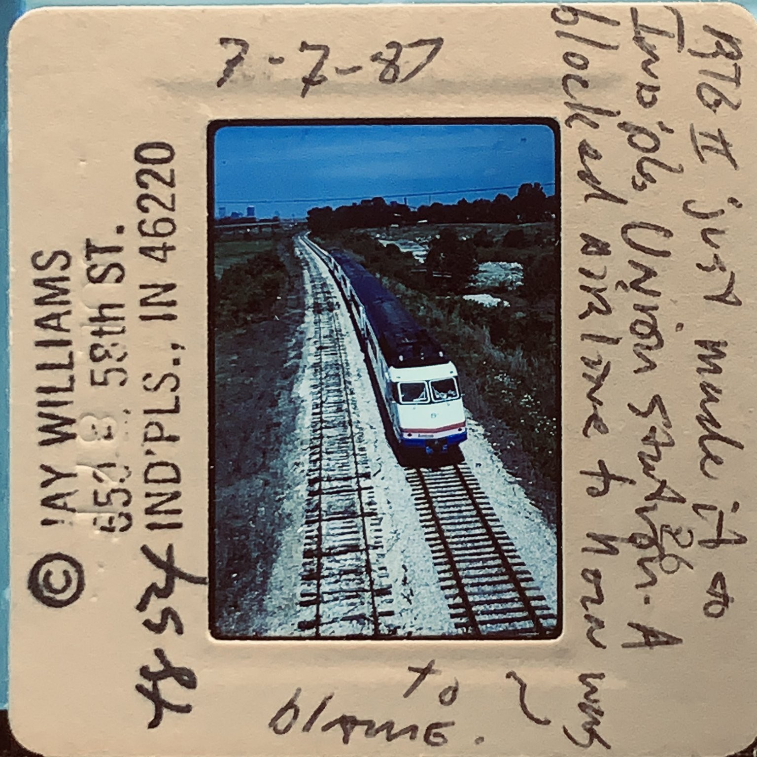 Vintage 1987 Amtrak RTG Turboliner Train Slide Indianapolis Jay Williams Vintage 1987 Amtrak RTG Turboliner Train Slide Indianapolis Jay Williams