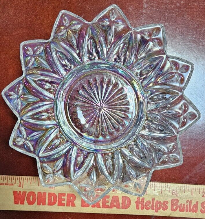 Vintage Carnival Glass Iridescent Petal Bowl Dish - 5-3/4
