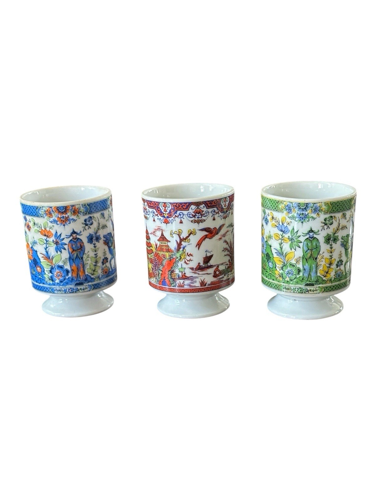 SET OF Three Vintage Ceramic Pedestal Coffee/Tea Mugs from Japan SET OF Three Vintage Ceramic Pedestal Coffee/Tea Mugs from Japan
