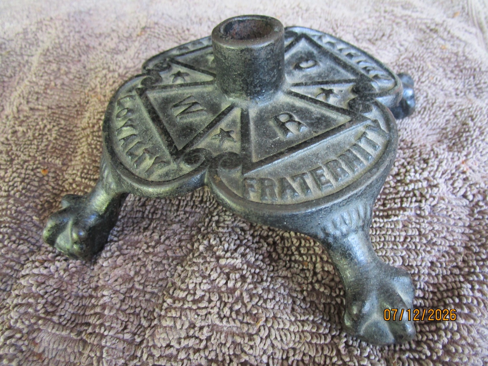 Antique 1883 Masonic Flag Holder Cast Iron Base Freemason 1883 Vintage Claw Foot Antique 1883 Masonic Flag Holder Cast Iron Base Freemason 1883 Vintage Claw Foot