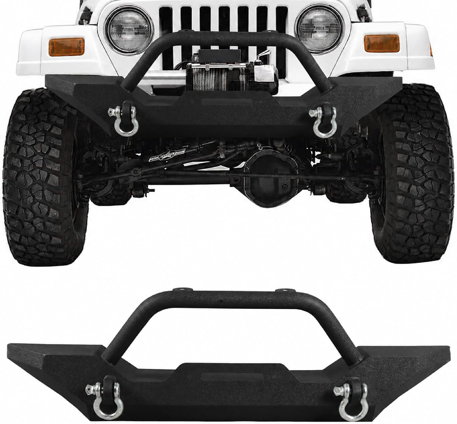 Front Bumper Fit for Jeep Wrangler TJ YJ 1987-2006 | W/ Winch Plate D-Rings Carb